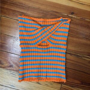 Striped Orange and Blue Women's Top